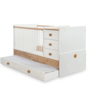 Βρεφική πολυμορφική κούνια NATURA BABY  with Telescopic Rail Λευκό & Φυσικό χρώμα  ΝΑ-1015  80x180εκ.  Cilek