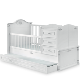 Βρεφική πολυμορφική κούνια ROMANTIC RO-1015  with Telescopic Rail  Λευκό χρώμα  80x180εκ. Cilek