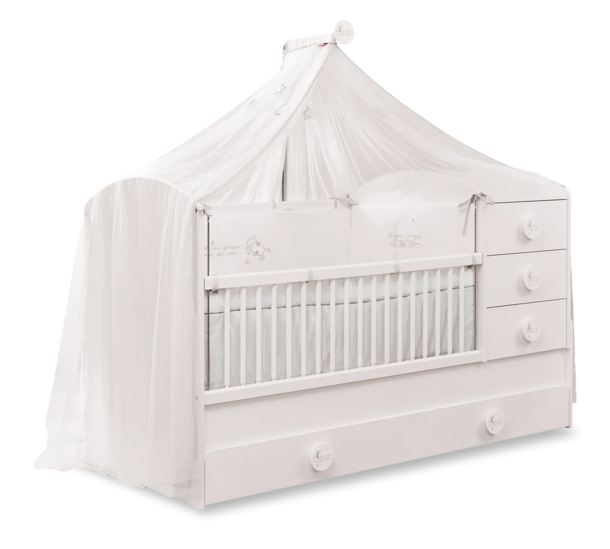 Βρεφική πολυμορφική κούνια BABY COTTON with Telescopic Rail  Λευκό χρώμα  CO-1015  80x180εκ.  Cilek - Image 3
