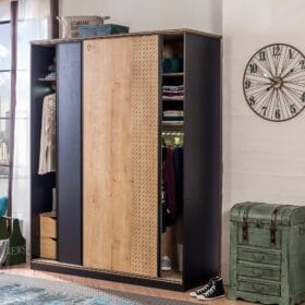 προϊόν Παιδική ντουλάπα Συρόμενη BLACK BL-1003 Cilek: μοντέρνα και πρακτική αποθήκευση ρούχων.