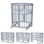 Πολυμορφικό γκρι κρεβάτι Smart Bed Oval 9 σε 1 Ingvart.