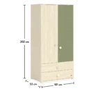 Παιδική ντουλάπα Montes Natural 2φυλλη με αποθηκευτικούς χώρους