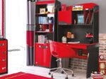 Σύνθεση γραφείου GT-1105-1106 (Γραφείο+Επικαθήμενη Βιβλιοθήκη) Κόκκινο & Γκρι χρώμα  107x70x176εκ. Cilek