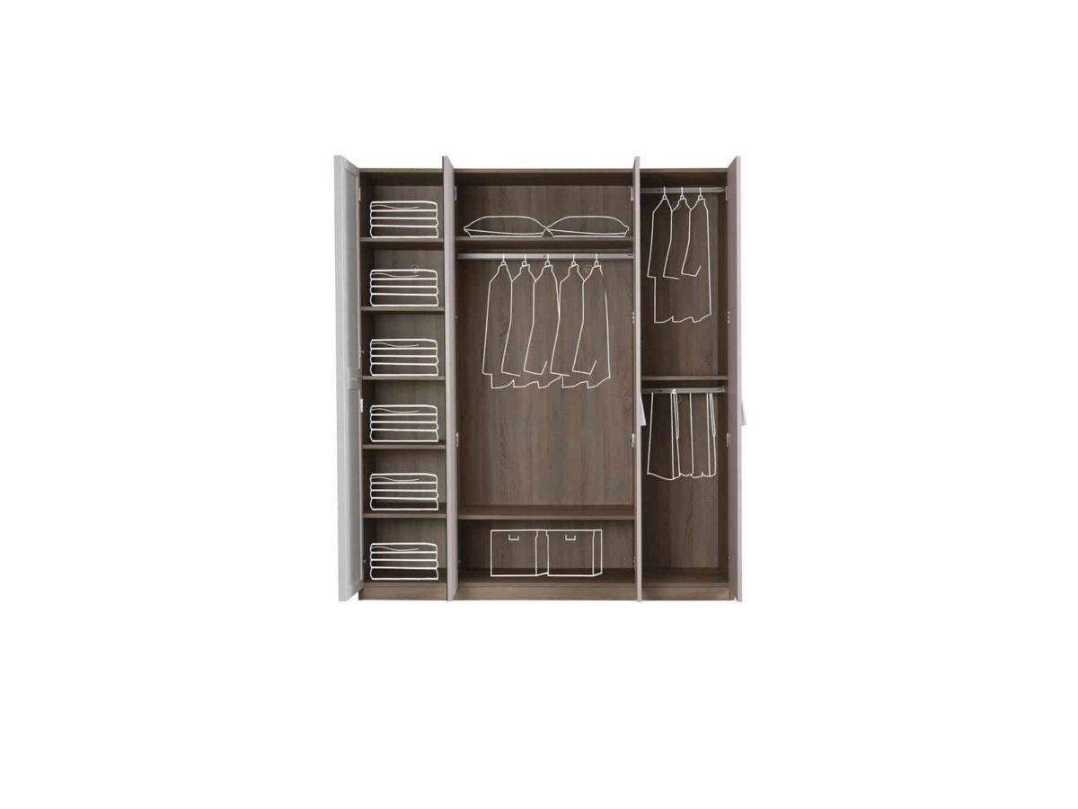 Ντουλάπα 4φυλλη Angel City 25431 177x61x204εκ. Kupa - Image 3