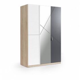 Ντουλάπα  3φυλλη NEW CITY  Μελαμίνη  Φυσικό & Γκρι & Λευκό  25321 132x62x205εκ.  Kupa