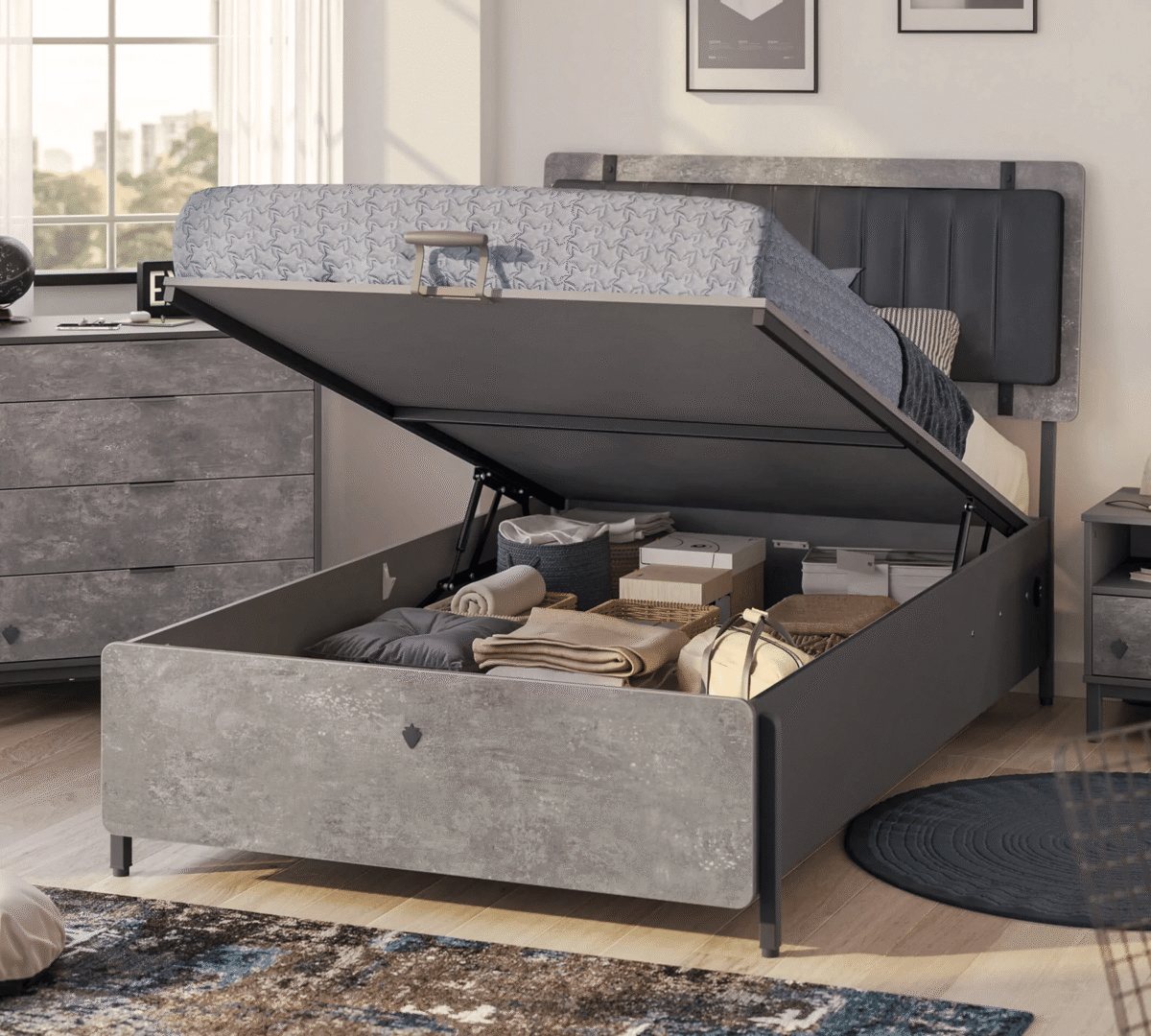 Παιδικό κρεβάτι μονό  με αποθηκευτικό χώρο SPACE GREY SG-1705 USB CHARGING  214x116x118εκ. Cilek - Image 3