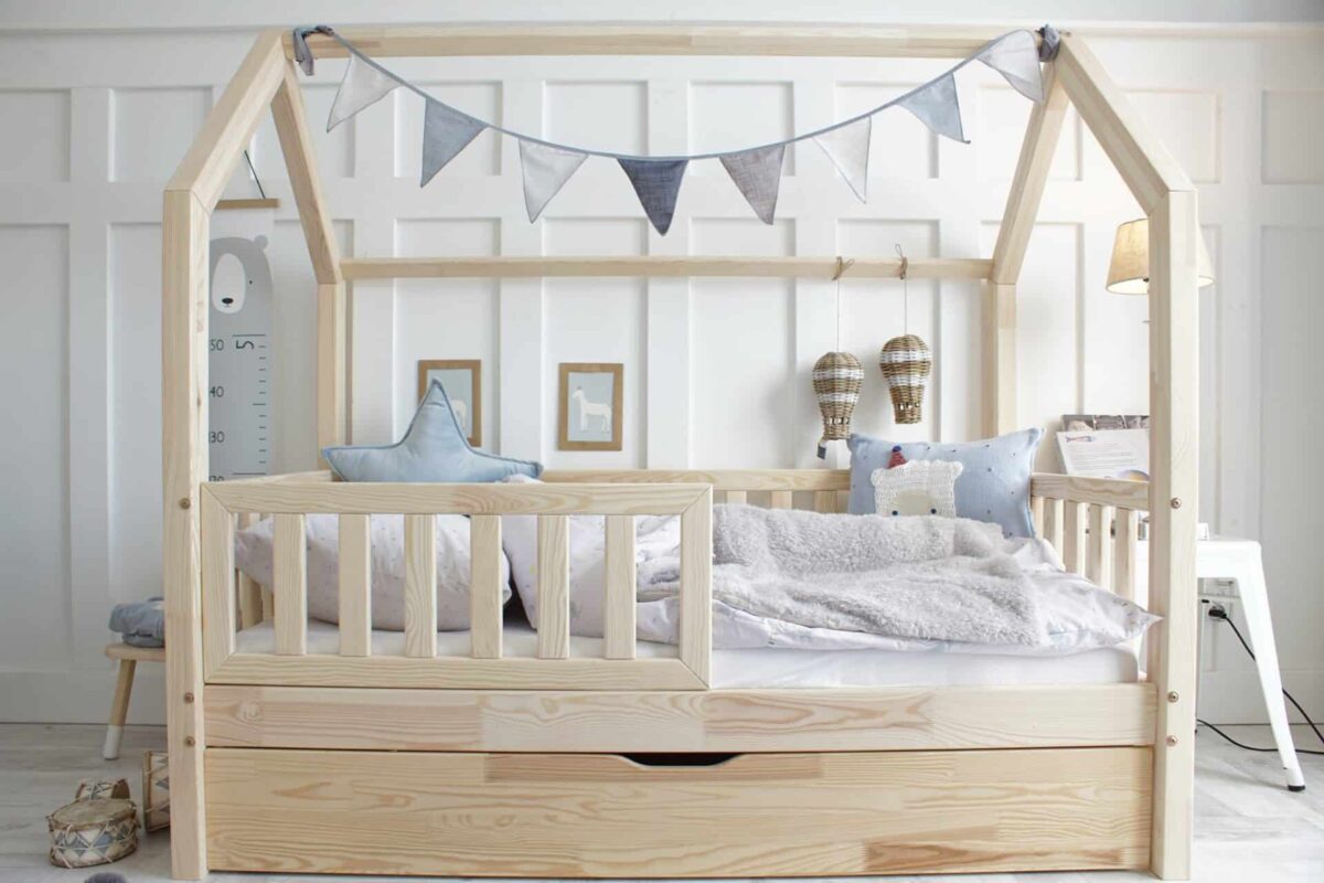Κρεβάτι Παιδικό Montessori Bianco Fast με κάγκελα 30cm Natural  90×190cm (Πόδια 10cm) Luletto (Δώρο 10% έκπτωση στο Στρώμα) - Image 7