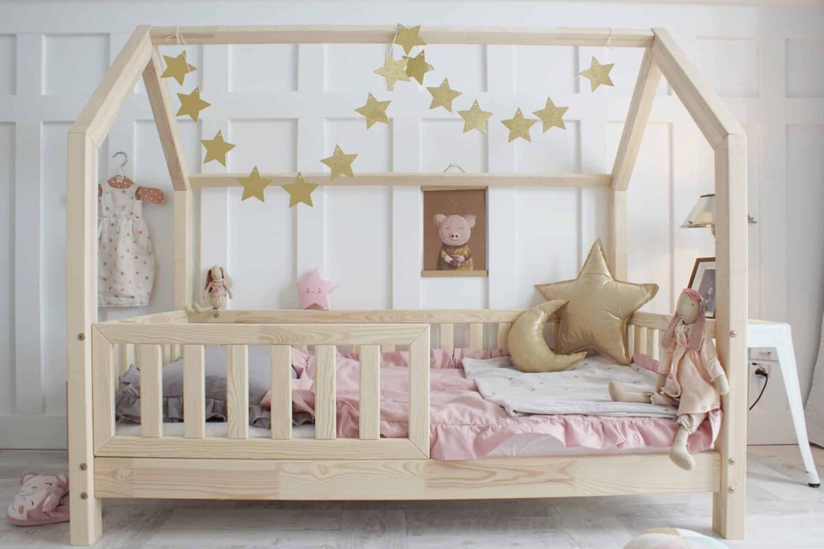 Κρεβάτι Παιδικό Montessori Bianco Fast με κάγκελα 30cm Natural  90×190cm (Πόδια 10cm) Luletto (Δώρο 10% έκπτωση στο Στρώμα) - Image 6