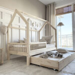 Luletto, κρεβάτι Montessori Piola Plus 90x200cm με συρτάρι και κάγκελα.