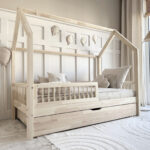 Παιδικό κρεβάτι Montessori Piola Plus, σπιτάκι με συρτάρι, Luletto.