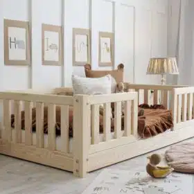 Κρεβάτι Καναπές Basic Love Duo με Κάγκελα 30cm σε Φυσικό  Ξύλο  100×200cm  Luletto (Δώρο 10% έκπτωση στο Στρώμα)