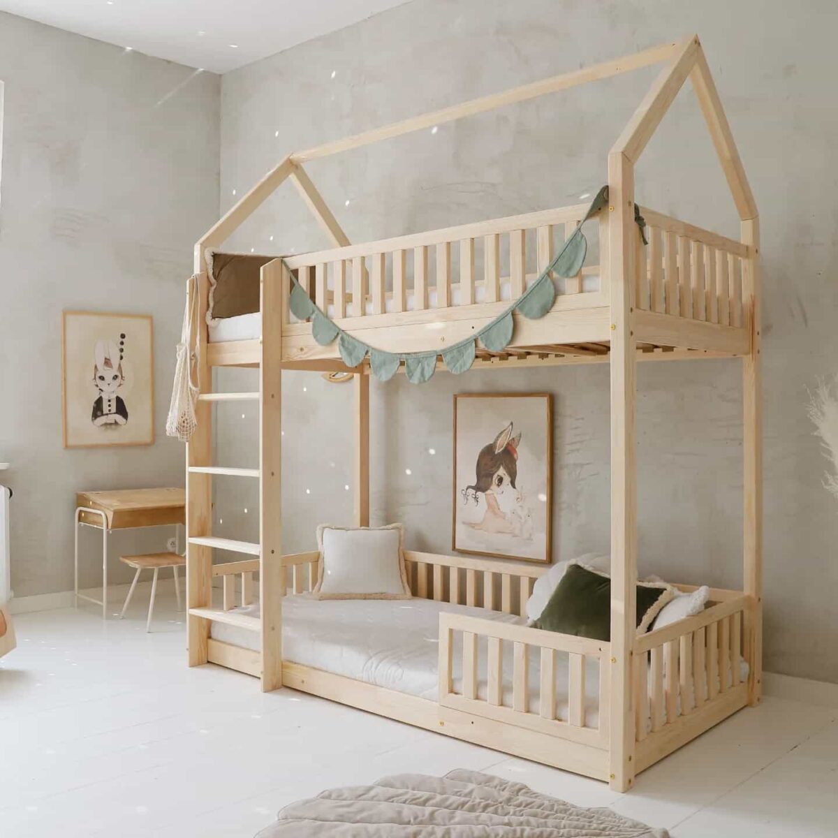 Κουκέτα Σπιτάκι Bianco Fast με Προστατευτικό Κάγκελο Natural  90×190cm  Luletto (Δώρο 10% έκπτωση στα Στρώματα) - Image 4