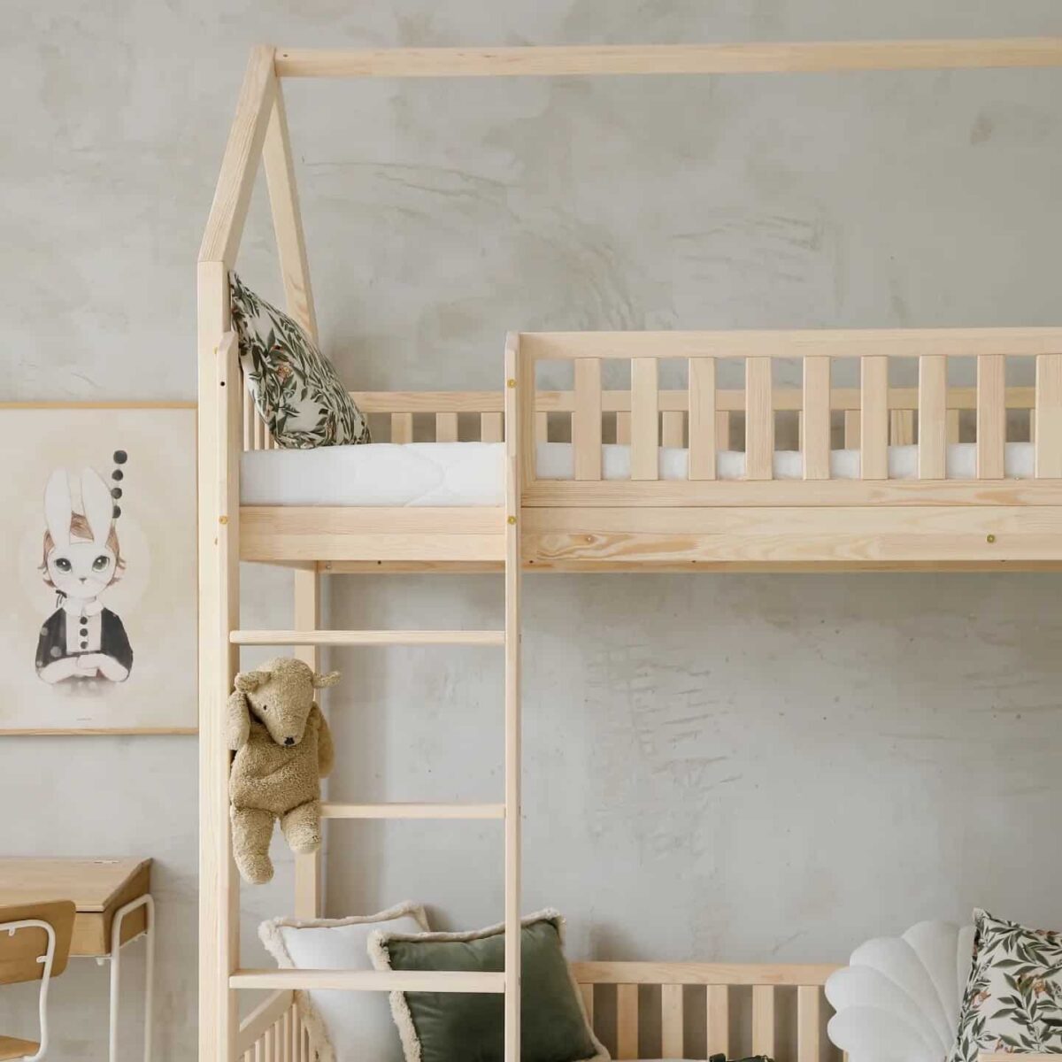 Κουκέτα Σπιτάκι Bianco Fast με Προστατευτικό Κάγκελο Natural  90×190cm  Luletto (Δώρο 10% έκπτωση στα Στρώματα) - Image 5