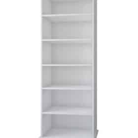 Λευκή βιβλιοθήκη με 6 ράφια, μοντέρνος σχεδιασμός