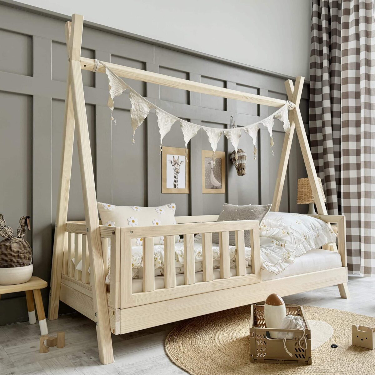 Κρεβάτι Παιδικό Montessori Tipi Fast με Κάγκελα 30cm Natural  90×190cm  Luletto(Δώρο 10% έκπτωση στο Στρώμα) - Image 3