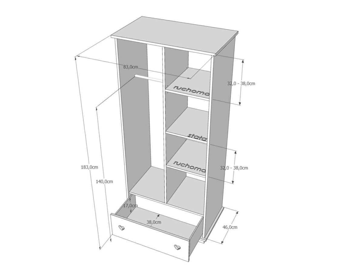 Ντουλάπα  2φυλλη  Bellisimo White  83x46x183cm  BC30011 BabyCute - Image 4