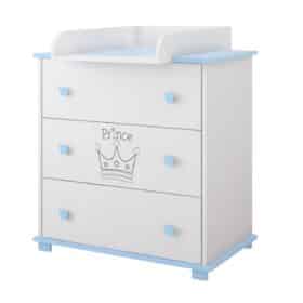 Λευκή βρεφική συρταριέρα αλλαξιέρα με κορώνες