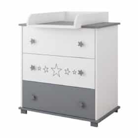 Συρταριέρα  με  Αλλαξιέρα  White & Grey Stars   83x48x87cm  BC20013 BabyCute
