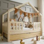 Κρεβάτι Παιδικό Montessori House Bed Duo Plus με κάγκελα 30cm  &  Συρτάρι  Ύπνου σε Φυσικό  Ξύλο  90×190cm  Luletto (Δώρο 10% έκπτωση στο Στρώμα) - Image 3