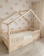 montessori house bed παιδικό κρεβάτι σπιτάκι με συρτάρι 90x190