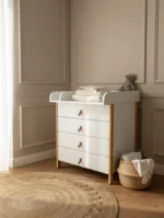 Βρεφική Συρταριέρα Scandi White & Natural Ingvart: Αποσπώμενη αλλαξιέρα, 85x80x50cm, ιδανική για το βρεφικό δωμάτιο.