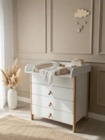 Βρεφική συρταριέρα Scandi Ingvart με αποσπώμενη αλλαξιέρα, λευκή και φυσικό χρώμα, 85x80x50cm.