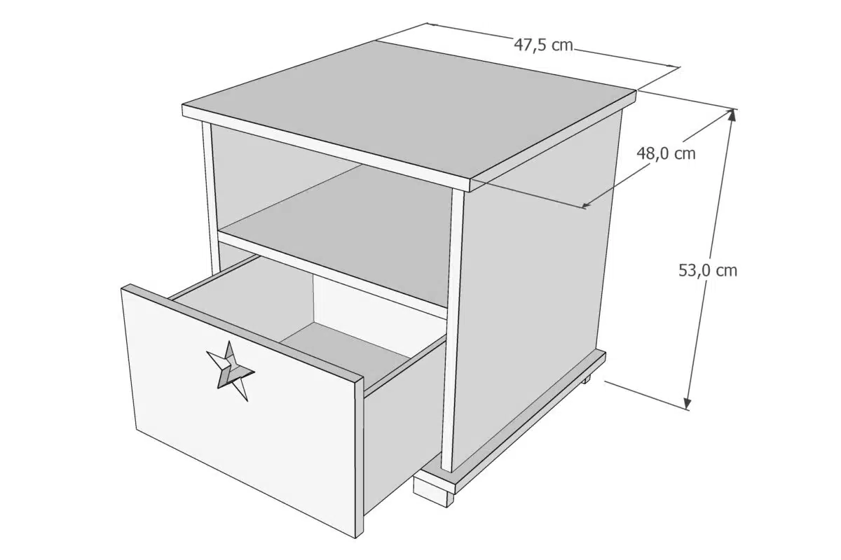 Κομοδίνο Stars  White  47,5x48x53cm  BC80023  BabyCute - Image 3