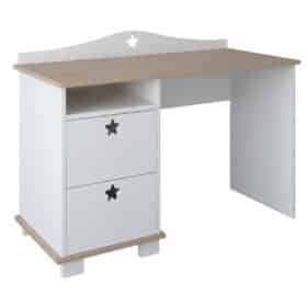 προϊόν Κομοδίνο Stars BabyCute λευκό και γκρι με συρτάρια και αστέρια.