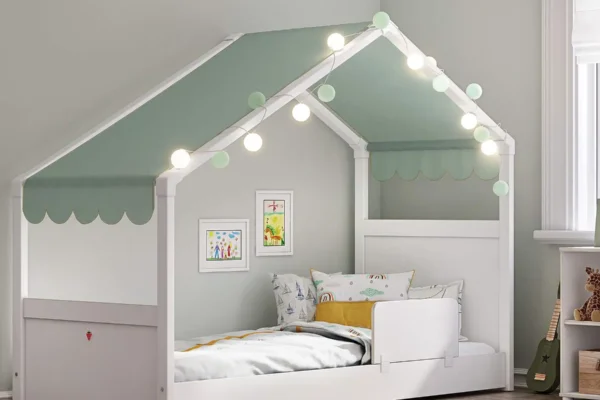 προϊόν Παιδικό κρεβάτι MONTES WHITE Cilek με πράσινη τέντα, 90x200εκ.