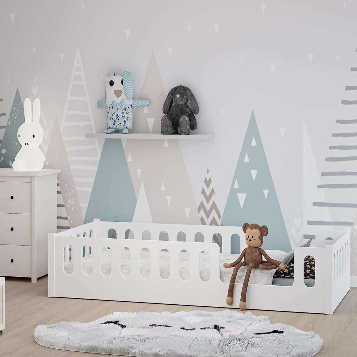 Κρεβάτι  Montessori Monte  με κάγκελα White  120x200cm  BC50046A  BabyCute - Image 9