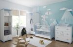 Σετ Βρεφικού Δωματίου  Crowns  White & Blue  Κούνια με Στρώμα-Συρταριέρα-Ντουλάπα  BC40019 BabyCute - Image 2