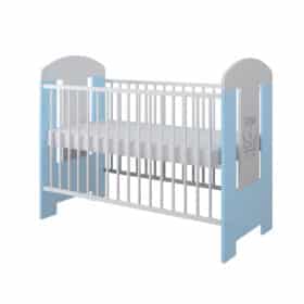προϊόν Βρεφικό κρεβάτι Crowns λευκό μπλε 60x120cm με αποσπώμενα κάγκελα BabyCute