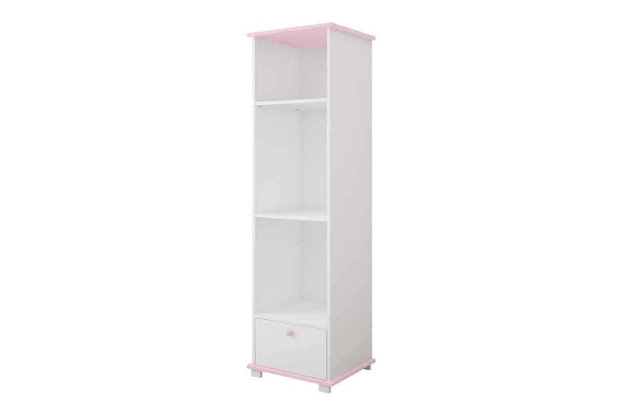 Παιδική βιβλιοθήκη Classic White & Pink με 1 συρτάρι