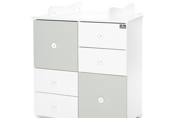 Λευκή και πράσινη συρταριέρα-αλλαξιέρα Lorelli Bertoni για μωρά.