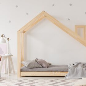 Kρεβάτι Παιδικό Montessori Mila DMS με Καμινάδα  σε Φυσικό  Ξύλο  80×180cm  Adeko (Δώρο 10% έκπτωση στο Στρώμα)