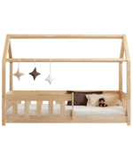 Kρεβάτι Παιδικό Montessori Mila MBP  με κάγκελα  σε Φυσικό  Ξύλο  90×200cm  Adeko (Δώρο 10% έκπτωση στο Στρώμα) - Image 9