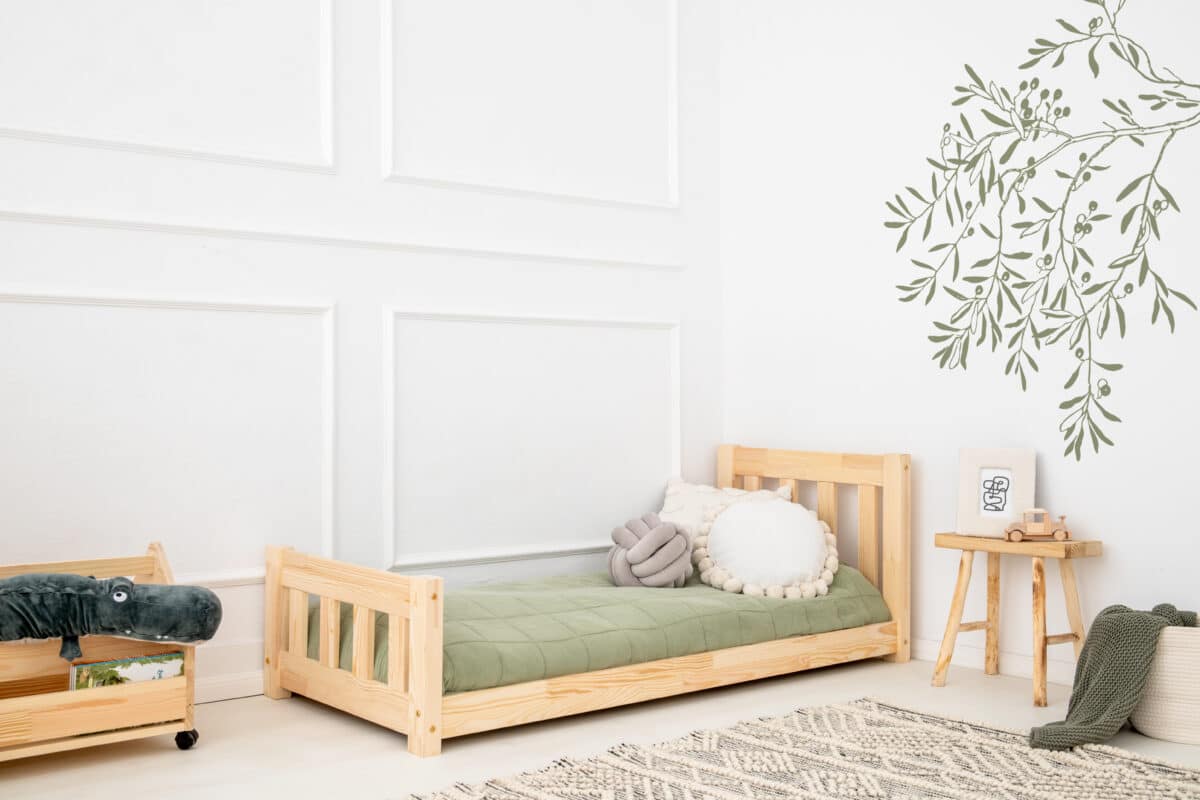 Kρεβάτι Παιδικό Montessori  Mila CPN  με κάγκελα  σε Φυσικό  Ξύλο  90×200cm  Adeko - Image 3