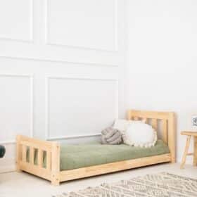 Kρεβάτι Παιδικό Montessori  Mila CPN  με κάγκελα  σε Φυσικό  Ξύλο  100×200cm  Adeko