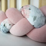 Πάντα πλεξούδα βρεφική Luletto Διπλή Velvet Pink Flower 400x15cm.