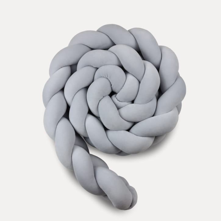 71 Πάντα πλεξούδα Διπλή Velvet Light Grey 400x15cm Luletto - Image 1