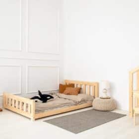Kρεβάτι Παιδικό Montessori  Mila CPN  με κάγκελα  σε Φυσικό  Ξύλο  120×200cm  Adeko