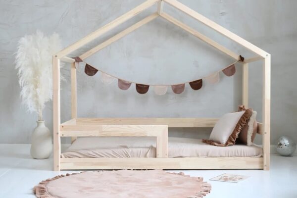 montessori house bed μασίφ πεύκο παιδικό κρεβάτι