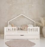Παιδικό κρεβάτι Bali Duo Plus λευκό ξύλινο με κάγκελα και συρτάρι