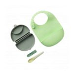 Σετ φαγητού Σιλικόνης 3τεμ. (Σαλιάρα,Κουτάλι,Αναδιπλούμενο Πιάτο)  Μέντα Des.13   Miniware