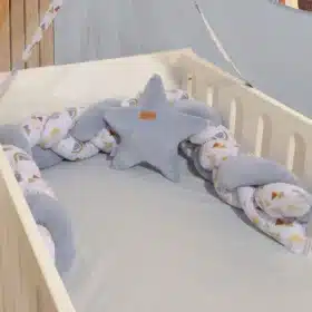 Πάντα κούνιας πλεξούδα Τριπλή Γαλάζιο des.411 (200x20εκ) Baby Oliver