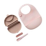 Σετ φαγητού Σιλικόνης 3τεμ. (Σαλιάρα,Κουτάλι,Αναδιπλούμενο Πιάτο) Ροζ  Des.12 Miniware