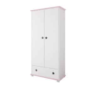 Ντουλάπα  2φυλλη  Stars White & Pink  83x48x183cm  BC30040 BabyCute