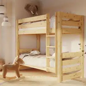 Παιδική κουκέτα Jan από μασίφ ξύλο πεύκου 90x200cm με κάγκελο.