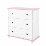 Λευκή ροζ συρταριέρα αλλαξιέρα Bellisimo για βρεφικό δωμάτιο