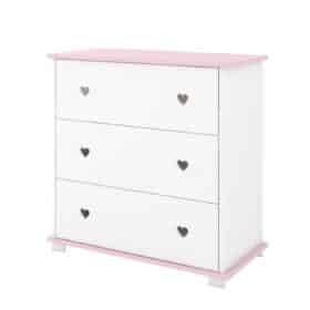 Λευκή ροζ συρταριέρα αλλαξιέρα Bellisimo για βρεφικό δωμάτιο